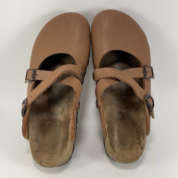 Birkenstock Birkis Dorian Clogs Criss Cross Womens Size 38, US 7-7.5 Tan Leather - Picture 4 of 11